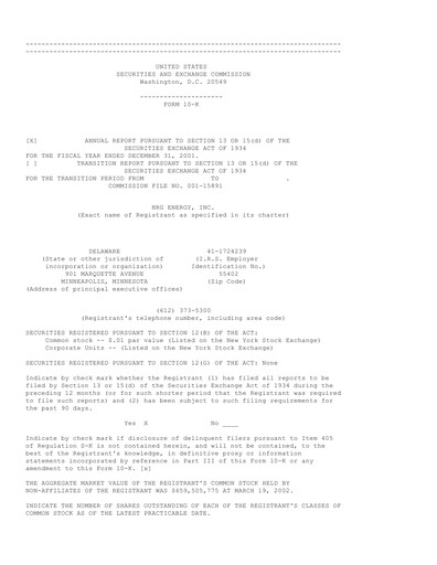 Thumbnail NRG Energy
 Annual Report 2001