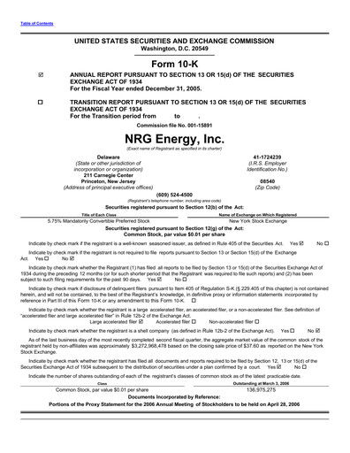 Thumbnail NRG Energy
 Annual Report 2005
