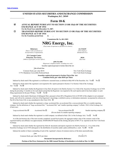 Thumbnail NRG Energy
 Annual Report 2007