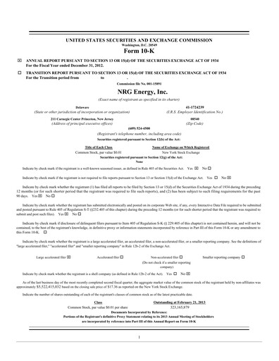Thumbnail NRG Energy
 Annual Report 2012