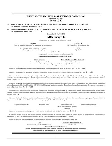Thumbnail NRG Energy
 Annual Report 2013