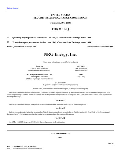 Vorschaubild NRG Energy
 Quartalsbericht 2004-q1