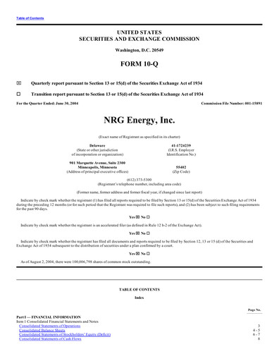 Vorschaubild NRG Energy
 Quartalsbericht 2004-q2