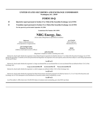 Vorschaubild NRG Energy
 Quartalsbericht 2006-q3