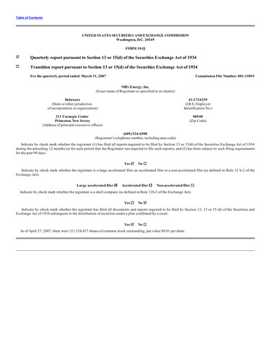 Vorschaubild NRG Energy
 Quartalsbericht 2007-q1