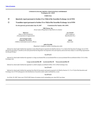 Vorschaubild NRG Energy
 Quartalsbericht 2007-q2