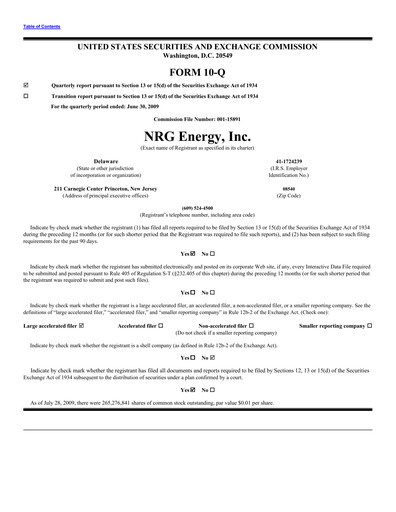 Vorschaubild NRG Energy
 Quartalsbericht 2009-q2
