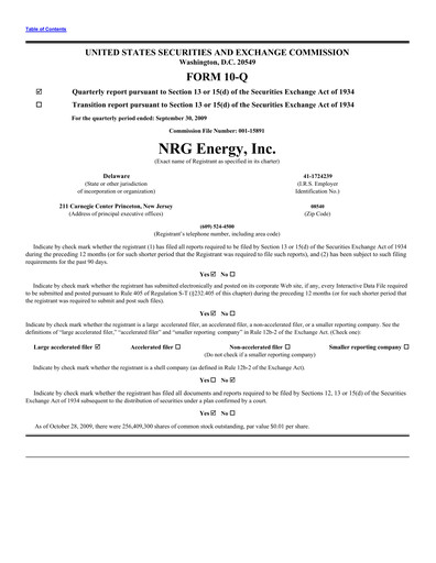 Vorschaubild NRG Energy
 Quartalsbericht 2009-q3