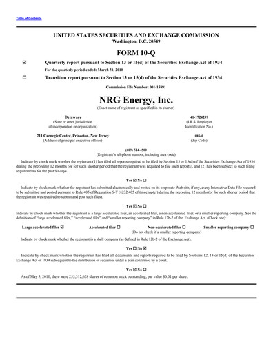 Vorschaubild NRG Energy
 Quartalsbericht 2010-q1