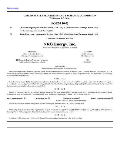 Vorschaubild NRG Energy
 Quartalsbericht 2010-q2