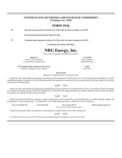 Vorschaubild NRG Energy
 Quartalsbericht 2012-q1