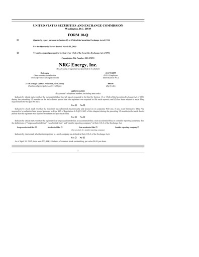 Vorschaubild NRG Energy
 Quartalsbericht 2015-q1
