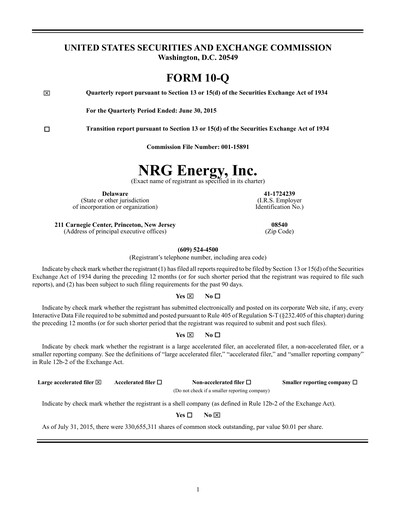 Vorschaubild NRG Energy
 Quartalsbericht 2015-q2