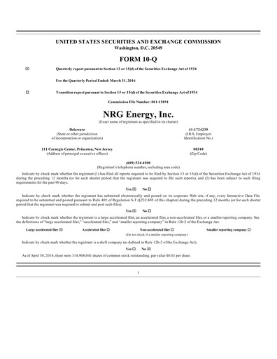 Vorschaubild NRG Energy
 Quartalsbericht 2016-q1
