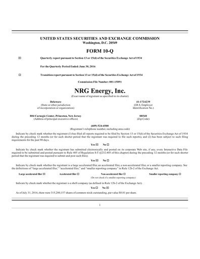 Vorschaubild NRG Energy
 Quartalsbericht 2016-q2