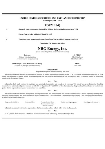Vorschaubild NRG Energy
 Quartalsbericht 2017-q1