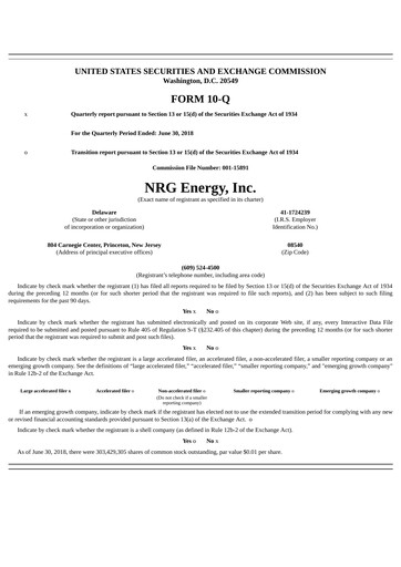 Vorschaubild NRG Energy
 Quartalsbericht 2018-q2