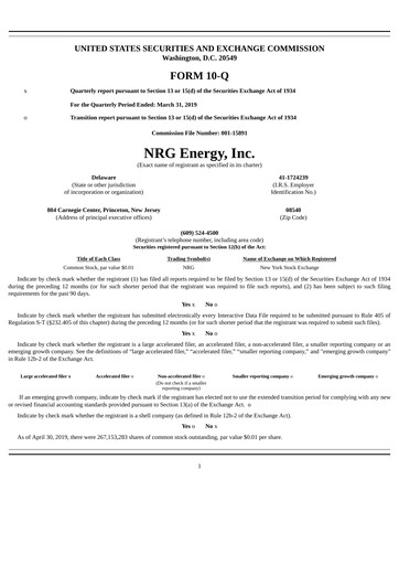 Vorschaubild NRG Energy
 Quartalsbericht 2019-q1