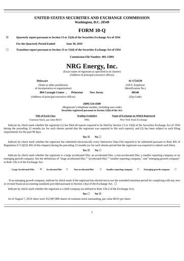 Vorschaubild NRG Energy
 Quartalsbericht 2019-q2