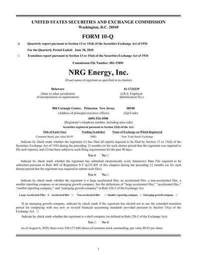 Vorschaubild NRG Energy
 Quartalsbericht 2020-q2
