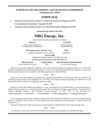 Vorschaubild NRG Energy
 Quartalsbericht 2023-q3