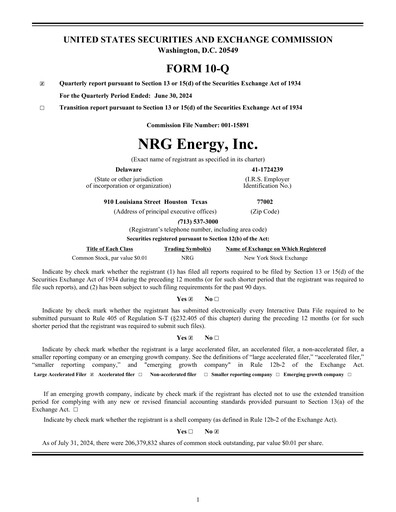 Vorschaubild NRG Energy
 Quartalsbericht 2024-q2