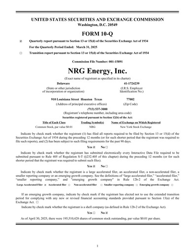 Vorschaubild NRG Energy
 Quartalsbericht 2025-q1