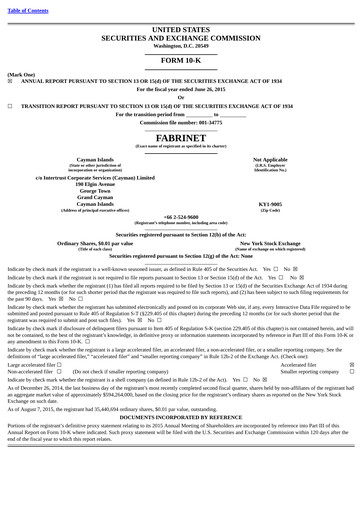 Thumbnail Fabrinet
 Annual Report 2015