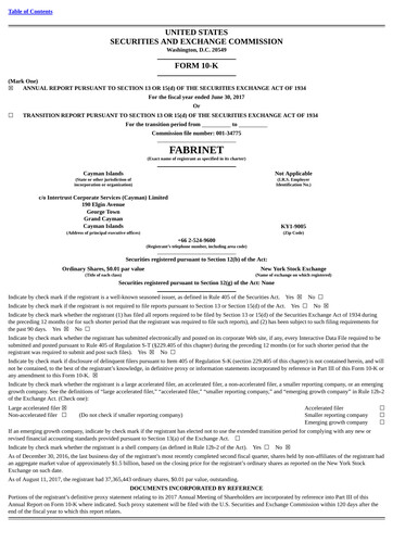 Thumbnail Fabrinet
 Annual Report 2017