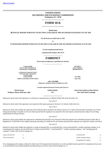 Thumbnail Fabrinet
 Annual Report 2021