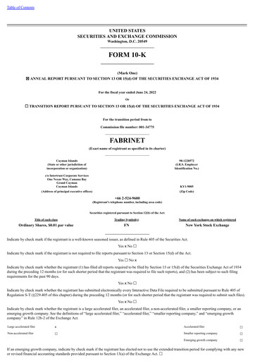 Thumbnail Fabrinet
 Annual Report 2022