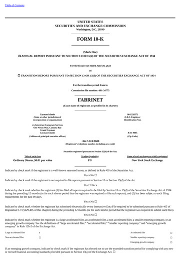 Thumbnail Fabrinet
 Annual Report 2023