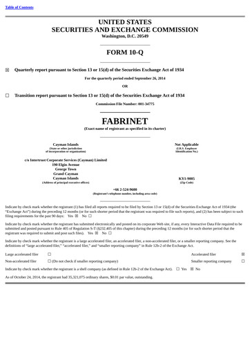 Miniature Fabrinet
 Rapport trimestriel 2014-q3