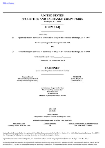 Miniature Fabrinet
 Rapport trimestriel 2024-q3