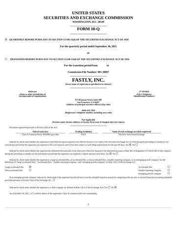 Thumbnail Fastly
 Quarterly Report 2021-q3