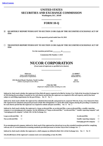 Thumbnail Nucor
 Quarterly Report 2018-q2