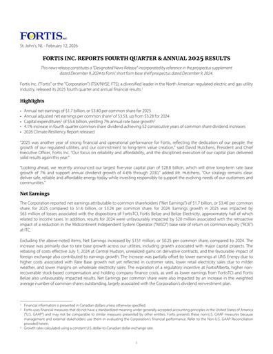 Thumbnail Fortis Annual Report 2025