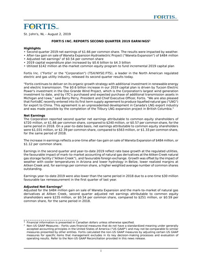 Thumbnail Fortis Quarterly Report 2019-q2