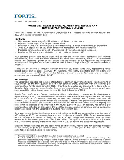 Thumbnail Fortis Quarterly Report 2021-q3