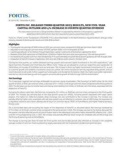 Thumbnail Fortis Quarterly Report 2025-q3