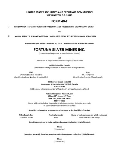 Thumbnail Fortuna Mining Annual Report 2019