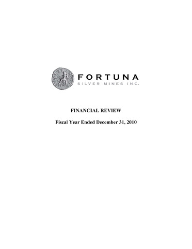 Thumbnail Fortuna Mining Financial Statement 2010