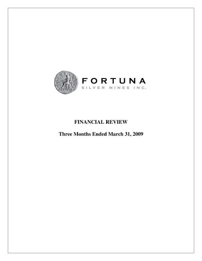 Thumbnail Fortuna Mining Quarterly Report 2009-q1