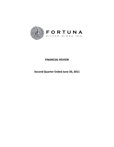 Thumbnail Fortuna Mining Quarterly Report 2011-q2