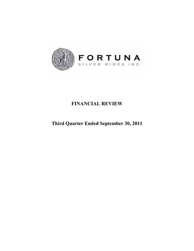 Thumbnail Fortuna Mining Quarterly Report 2011-q3