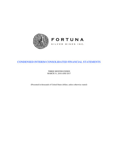 Thumbnail Fortuna Mining Quarterly Report 2018-q1