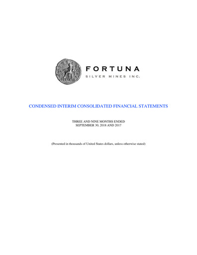 Thumbnail Fortuna Mining Quarterly Report 2018-q3