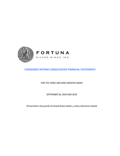 Thumbnail Fortuna Mining Quarterly Report 2019-q3