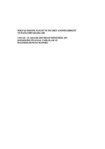 Thumbnail Söktas Tekstil Financial Statement 2019