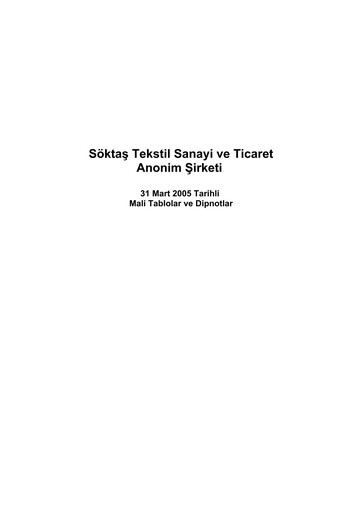 Thumbnail Söktas Tekstil Quarterly Report 2005-q1